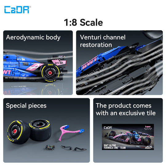 Brick Cada 1:8 Scale Alpine A525 Formula 1 Car Building Kit 2173PCS C64012W CaDA Doublee_CaDA